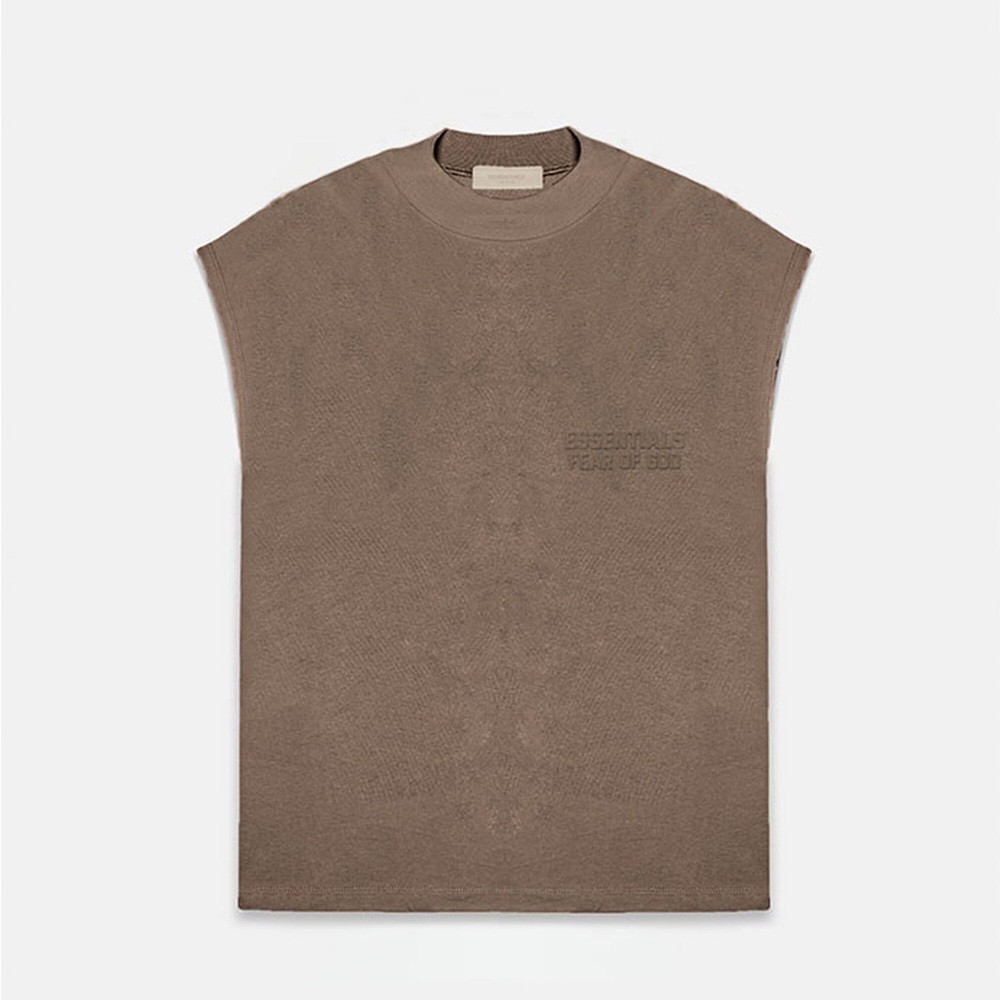 Essentials Fear of God Brown Kid’s Wood Brown Muscle T Shirt size 6/7 NWT